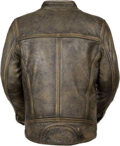 Men's Distressed Brown Motorcycle Jacket