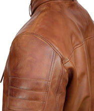 Load image into Gallery viewer, Men&#39;s Slim Fit Cafe Racer Motorcycle Leather Jacket
