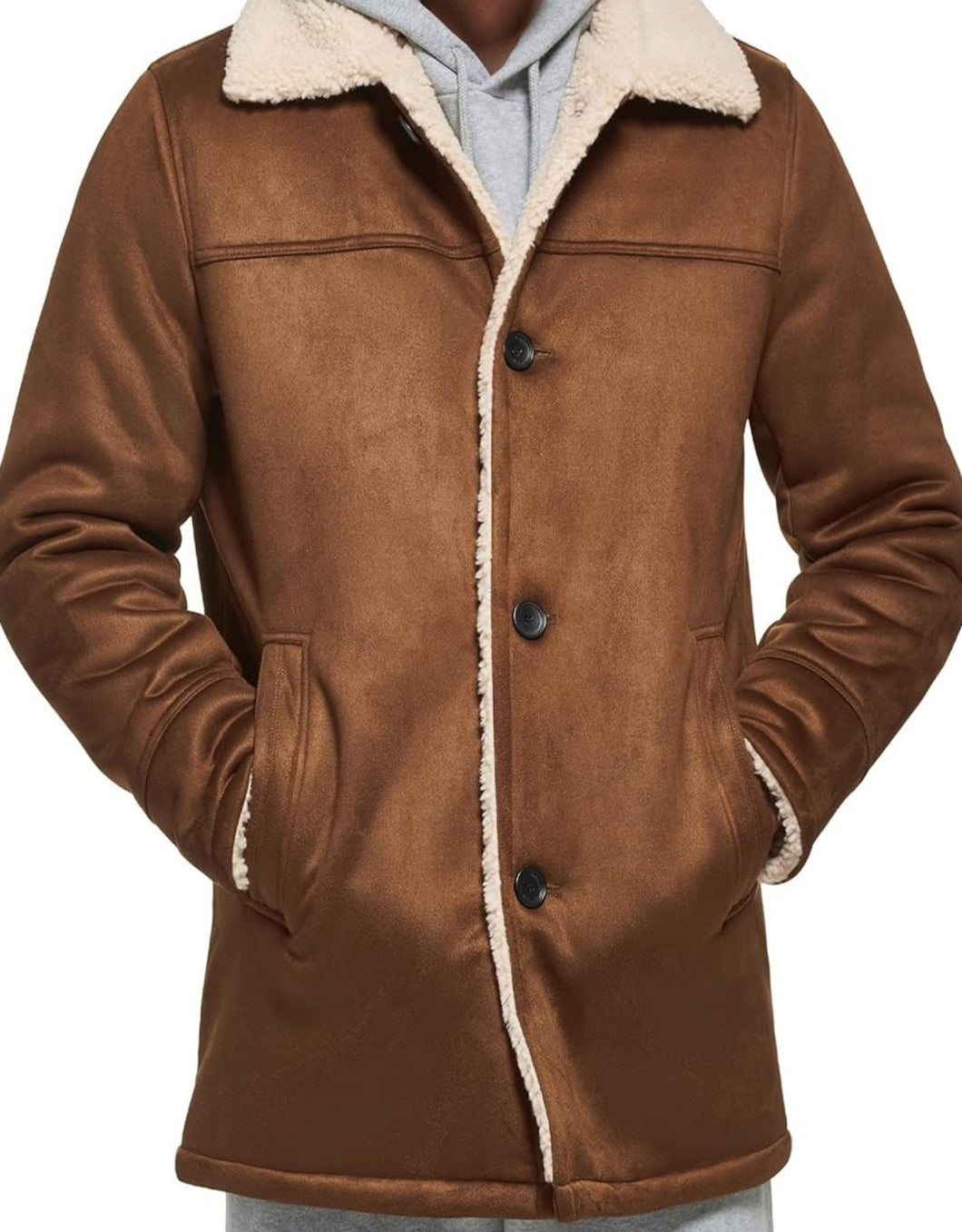 Men's Faux Long Shearling Jacket