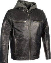 Load image into Gallery viewer, Mens Black Snap Collar Motorcycle Style Jacket
