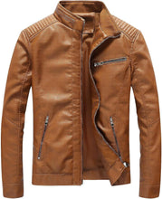 Load image into Gallery viewer, Men&#39;s Vintage Standup Collar Biker Jacket
