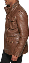 Load image into Gallery viewer, Men&#39;s 4-Pocket Brown Real Leather Jacket
