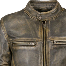 Load image into Gallery viewer, Men&#39;s Distressed Brown Motorcycle Jacket
