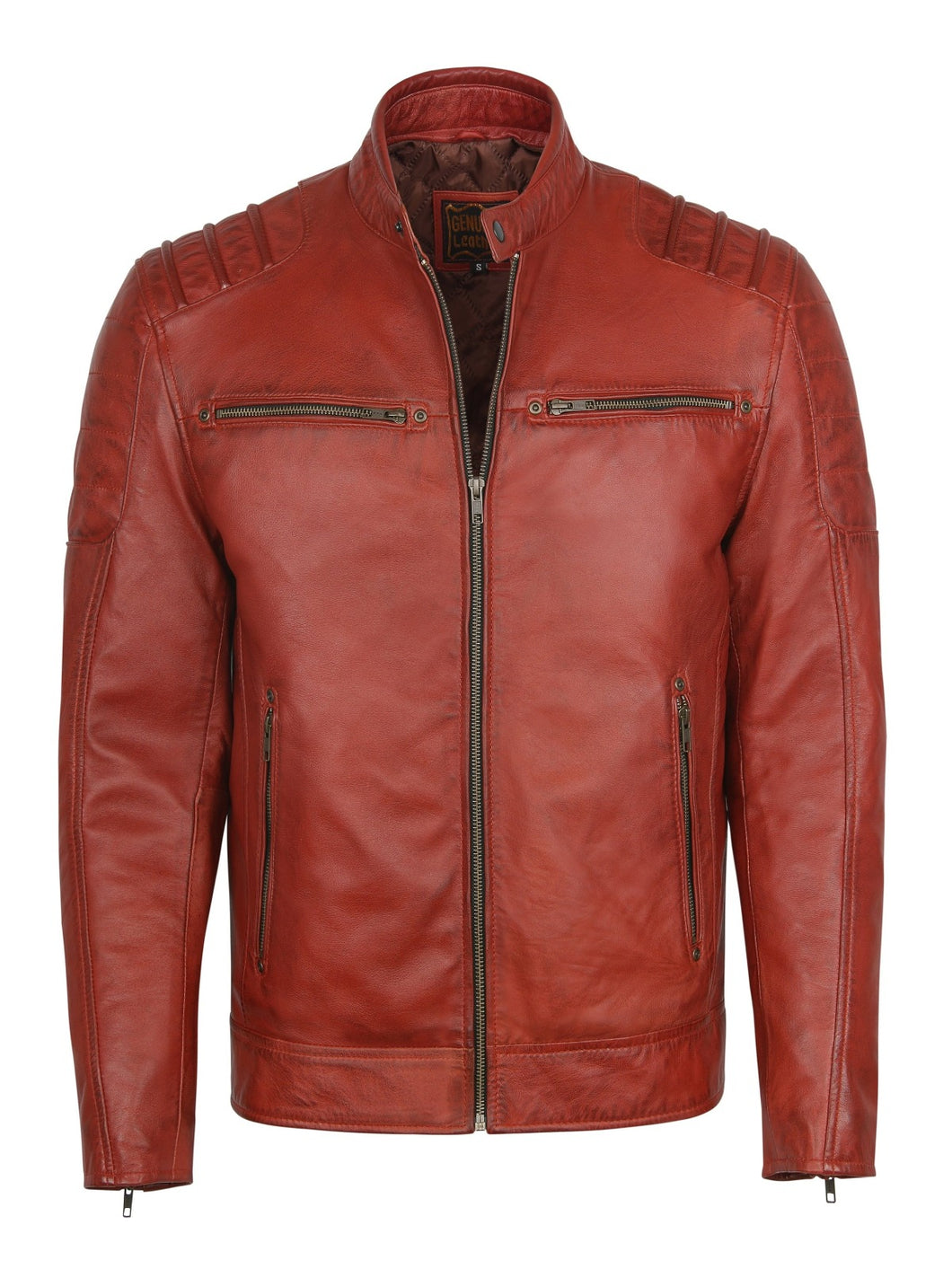 Mens Casual Style Stand Collar Leather Jackets