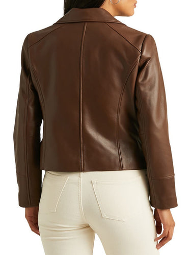 Women's Lambskin Brown Biker Leather Jacket