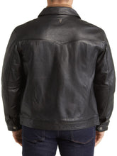 Load image into Gallery viewer, Mens Black Leather Trucker Jacket
