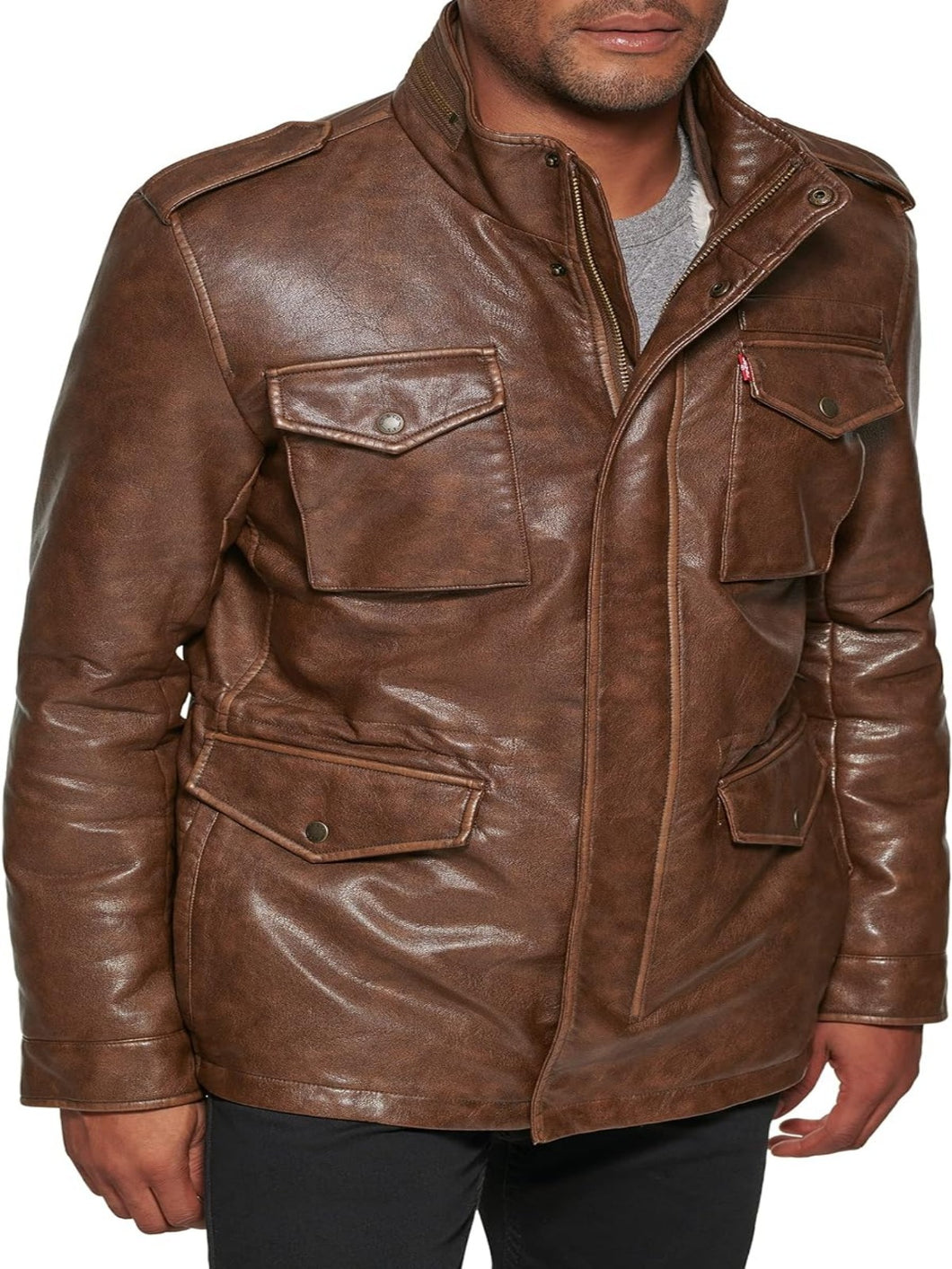 Men's 4-Pocket Brown Real Leather Jacket