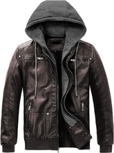 Load image into Gallery viewer, Men&#39;s Vintage Removable Hood Winter Leather Jacket
