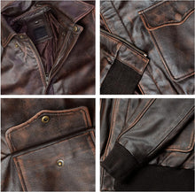 Load image into Gallery viewer, Men&#39;s A2 Flight Pilot Aviator Air Force Distressed Brown Jacket
