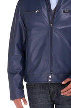 Load image into Gallery viewer, Mens Stylish Blue Leather Jacket
