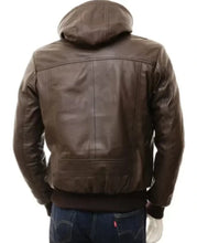 Load image into Gallery viewer, Mens Distressed Brown Hooded Leather Jacket
