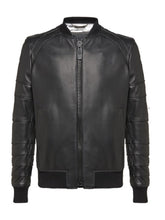 Load image into Gallery viewer, Mens Bomber Black Leather Jacket
