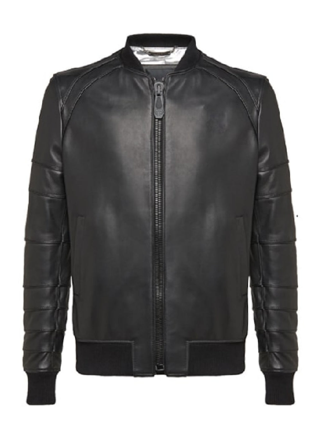 Mens Bomber Black Leather Jacket