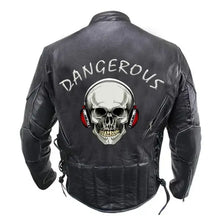 Load image into Gallery viewer, Mens Black Dangerous Biker Leather Motorcycle Jacket
