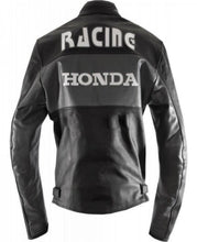 Load image into Gallery viewer, Honda Black Biker Leather Jacket
