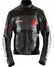 Load image into Gallery viewer, Honda Black Biker Leather Jacket
