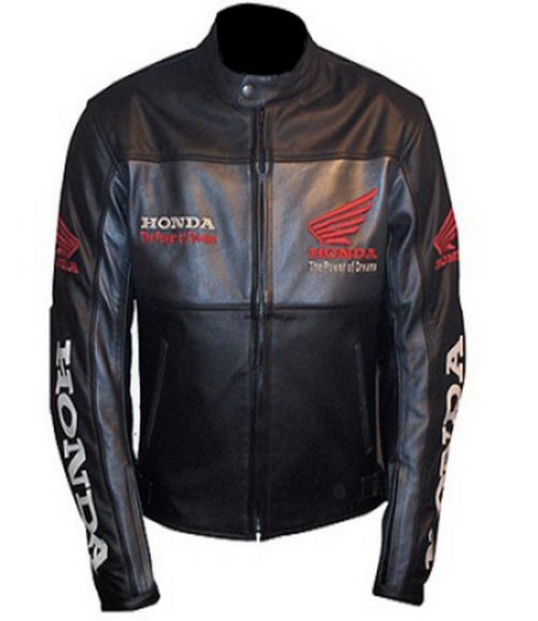 Honda Black Biker Leather Jacket