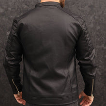 Load image into Gallery viewer, Mens Black Motorcycle Fashion Leather Jacket
