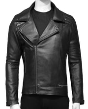 Load image into Gallery viewer, Mens Body Fit Quilted Black Biker Jacket
