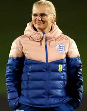 Load image into Gallery viewer, England Lionesses Blue and Pink Puffer Jacket
