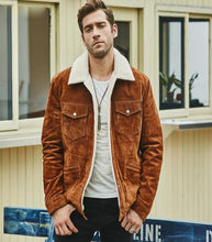 Load image into Gallery viewer, Mens Brown Warm Leather Jacket
