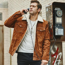 Load image into Gallery viewer, Mens Brown Warm Leather Jacket
