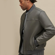 Load image into Gallery viewer, Mens Leather Stadium Bomber Jacket

