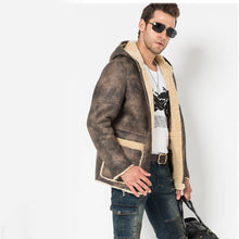 Load image into Gallery viewer, Mens Bomber Genuine Sheepskin Hooded Coat
