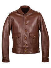 Load image into Gallery viewer, Mens Brown Leather Trucker jacket
