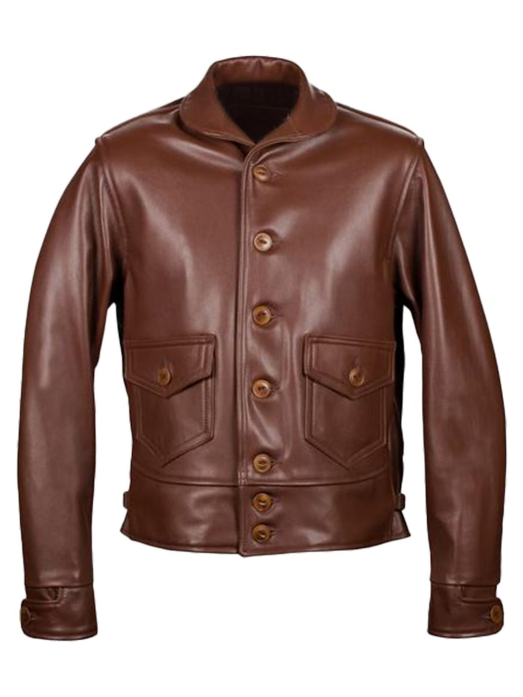 Mens Brown Leather Trucker jacket