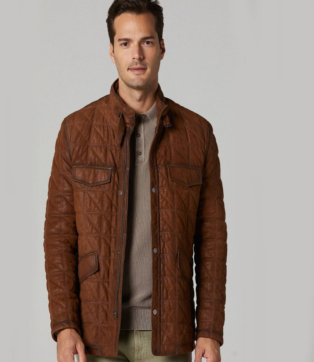 New Mens Brown Sheepskin Leather Jacket
