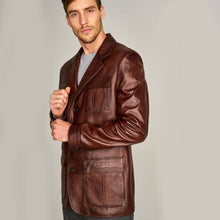 Load image into Gallery viewer, New Mens Brown Leather Blazer
