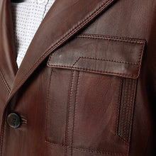 Load image into Gallery viewer, New Mens Brown Leather Blazer
