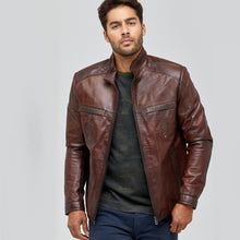 Load image into Gallery viewer, Mens Stylish Brown Moto Jacket
