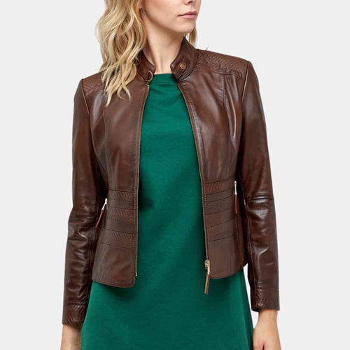 Womens Brown Motorcycle Leather Jacket
