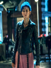 Load image into Gallery viewer, The Matrix Bugs Jessica Henwick Black Leather Jacket

