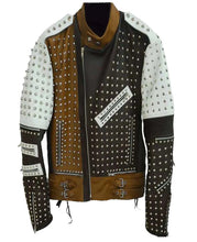 Load image into Gallery viewer, New Mens Cafe Racer Studded Leather Jacket
