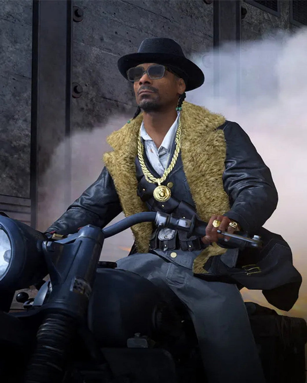 Snoop Dogg Video Game Call of Duty Black Shearling Leather Coat