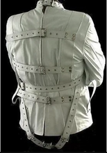 Load image into Gallery viewer, Mens White Genuine Leather Strait Jacket
