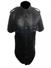 Load image into Gallery viewer, Mens Very Hot Genuine Black &amp; Blue Leather Shirt
