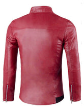 Load image into Gallery viewer, Women’s Flap Button Embellished Maroon Leather Jacket
