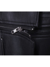 Load image into Gallery viewer, Men’s Lace Up Slim Fit Biker Multi Zipper Black Leather Jacket
