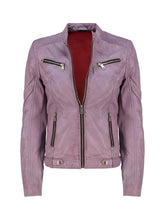 Load image into Gallery viewer, Ladies Stylish Biker Lavender Real Leather Jacket
