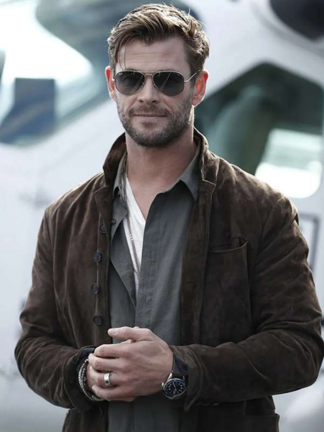 Extraction Chris Hemsworth Brown Real Leather Jacket