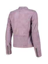 Load image into Gallery viewer, Ladies Stylish Biker Lavender Real Leather Jacket
