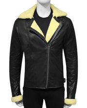 Load image into Gallery viewer, Mens Stylish Shearling Black Leather Jacket
