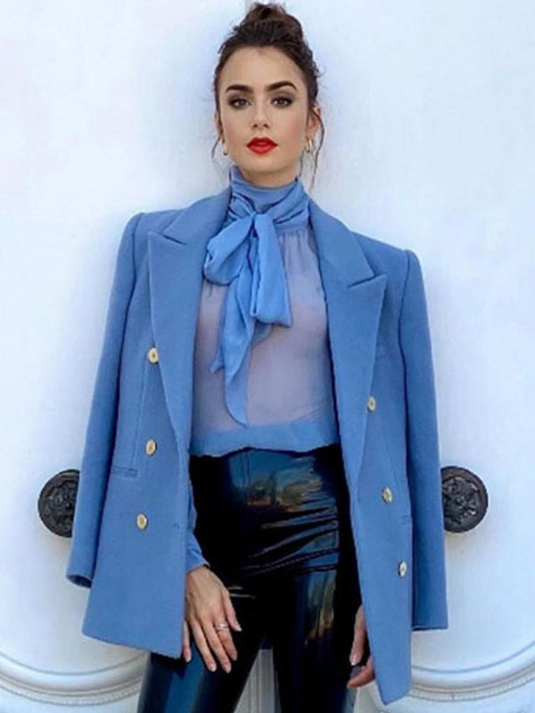 Emily In Paris S2 Lily Collins Blue Peacoat