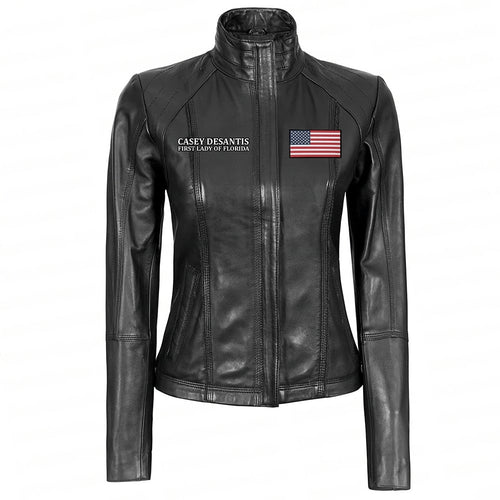 First Lady of Florida Where Woke Goes to Die Casey DeSantis Leather Jacket