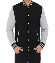 Load image into Gallery viewer, Men&#39;s Stylish Grey and Black Varsity Jacket
