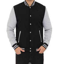 Load image into Gallery viewer, Men&#39;s Stylish Grey and Black Varsity Jacket
